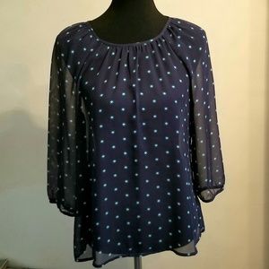 Navy Sheer Blouse